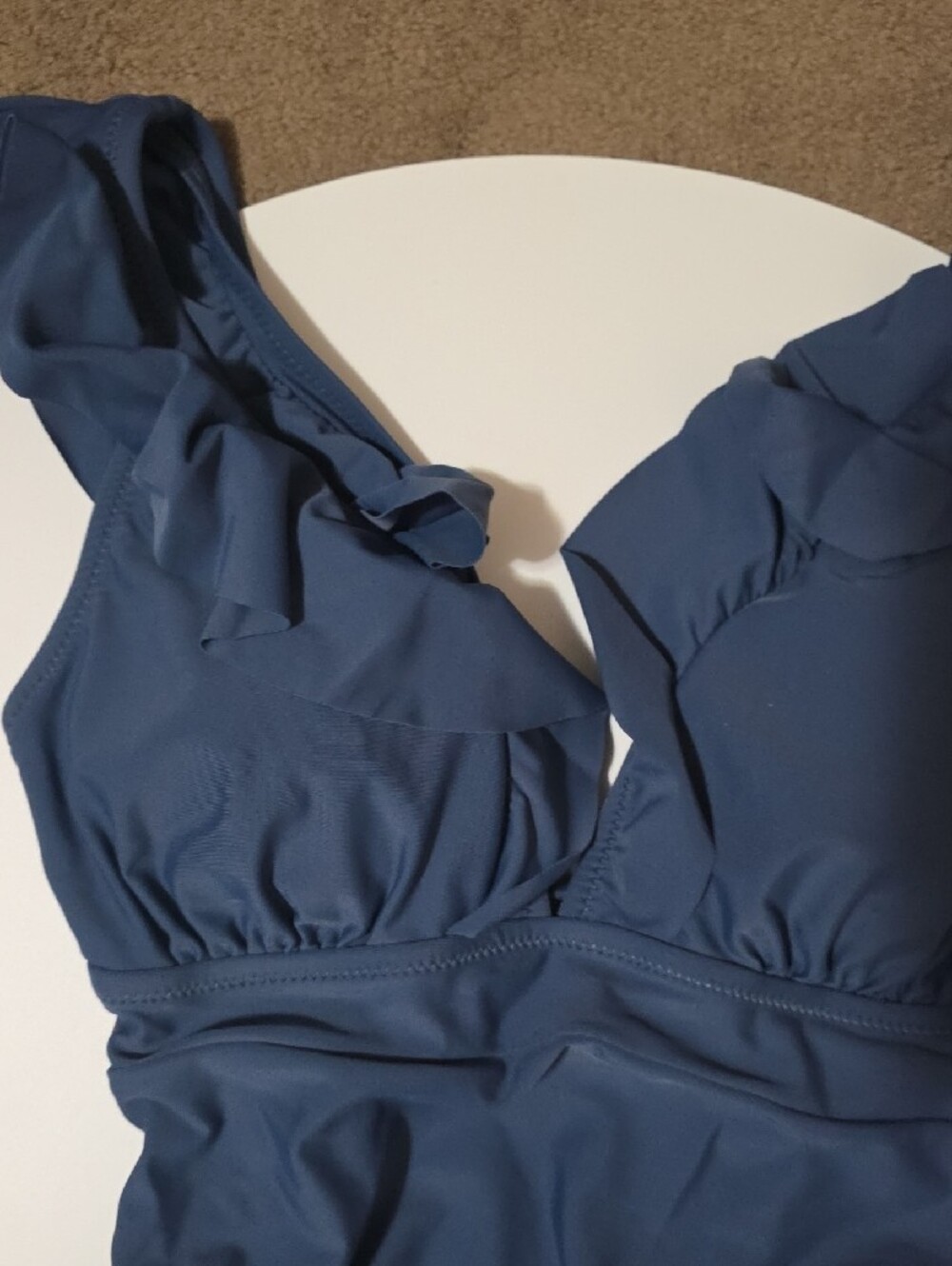 Cupshe  Blue Ruffle Strap One-Piece Swimsuit - Picture 3 of 7